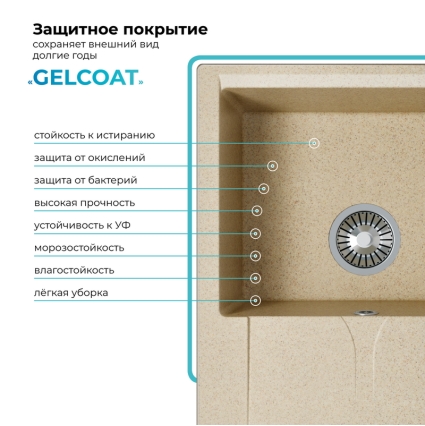Мойка кухонная POLYGRAN GALS 620 (опал №328)